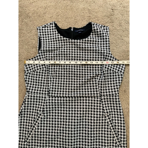 Lands' End Midi Dress 14P Black White Houndstooth Pattern Round Neck Minimalist - Picture 6 of 16